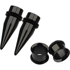 9mm 11mm Ear Gauges Plugs Tunnels Taper Stretching Kit Stainless Steel Expander Piercing Jewelry with O-ring 2 Pairs