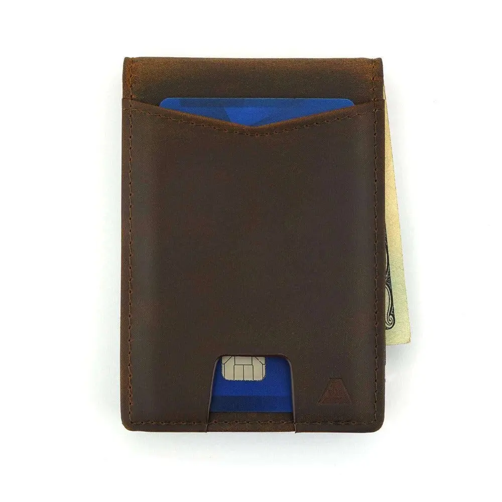 Andar Ranger Slim Leather Wallet - Durable Multi Card RFID Protection Wallet with Pull Tab, V-Pocket, Cash Strap, Minimalist Front Pocket Design for Men's Use, Durable Wallet