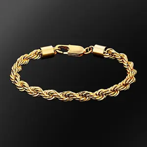 18K Gold or Silver Plated 6mm Rope Chain Bracelet