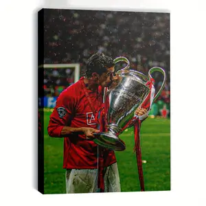 1PC Framed 2D Graphic Design Ronaldo Champion Frame, Wood Frame/Canvas/Art Print, Living Room, Bedroom, Office, Bar, Sports Club Decoration