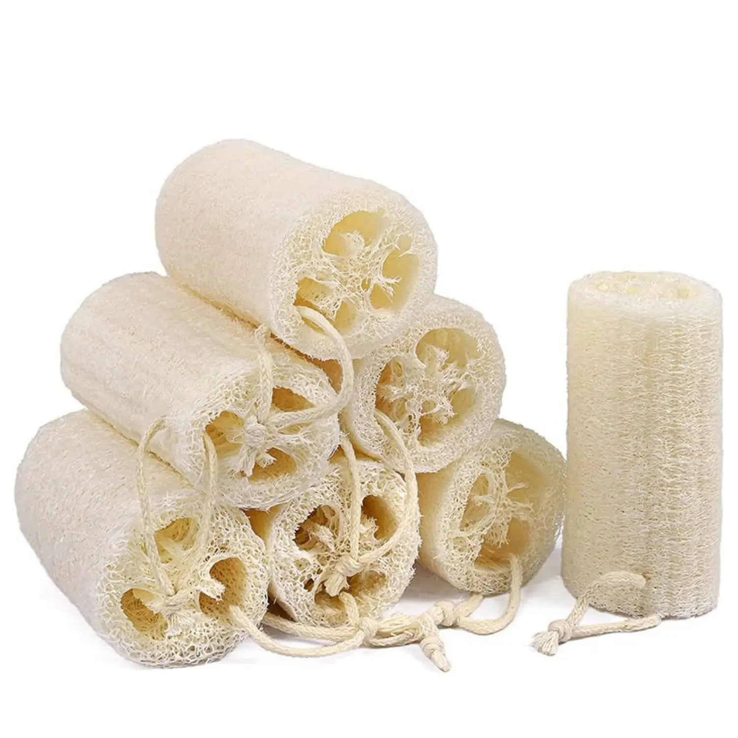 7Pcs Nature Plant-Based Compressed Body Scrubber Set, 5-Inch Organic Loofah Sponges for Bath Personal Smooth Skin Cleansing, Radiant Skin Ideal for Adults Spa-Shower Home Improvement Supplies