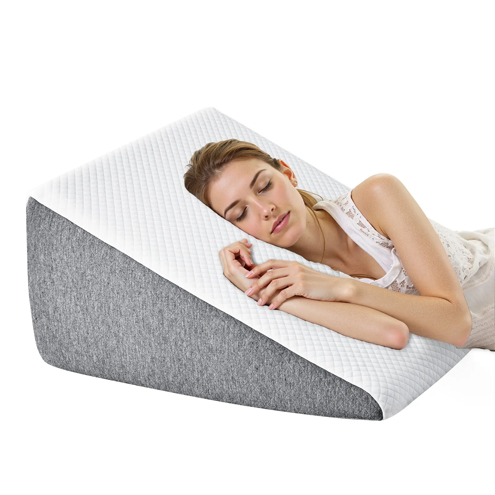 Sweetcrispy Premium Memory Foam Wedge Pillow, Body Pillow for Sleep Apnea, Sleeping Comfort, Triangle Design Washable Cover, Pillows For Sleeping, Breatheable Neck Pillows