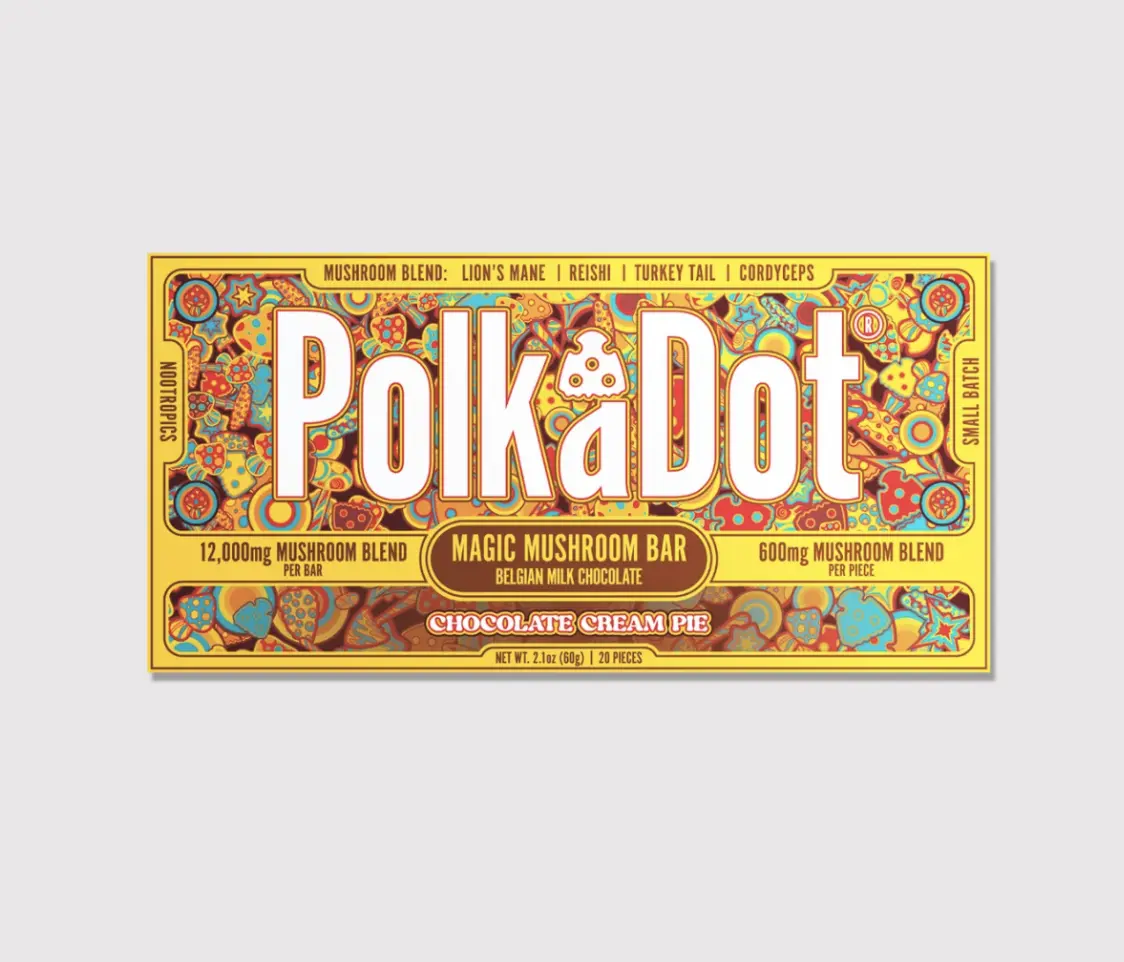 Polkadot Belgian Chocolate, Chocolate Cream Pie, 20 Count, Premium Plant-Based Chocolate, 100% Organic, High-Quality Ingredients, Made in USA, All Natural, Healthy Chocolate, Plant-based Snack, 20 Piece Chocolate Bar