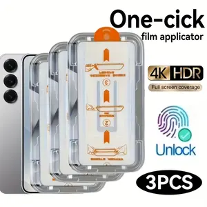 3 Pcs HD One-click Dust free Installation Tempered Glass Screen Protector Compatible With Samsung Galaxy S25/S24/S23/S22/S21/Ultra/Plus/FE, Full Screen, Anti-Fingerprint, Anti-Scratch, Clear