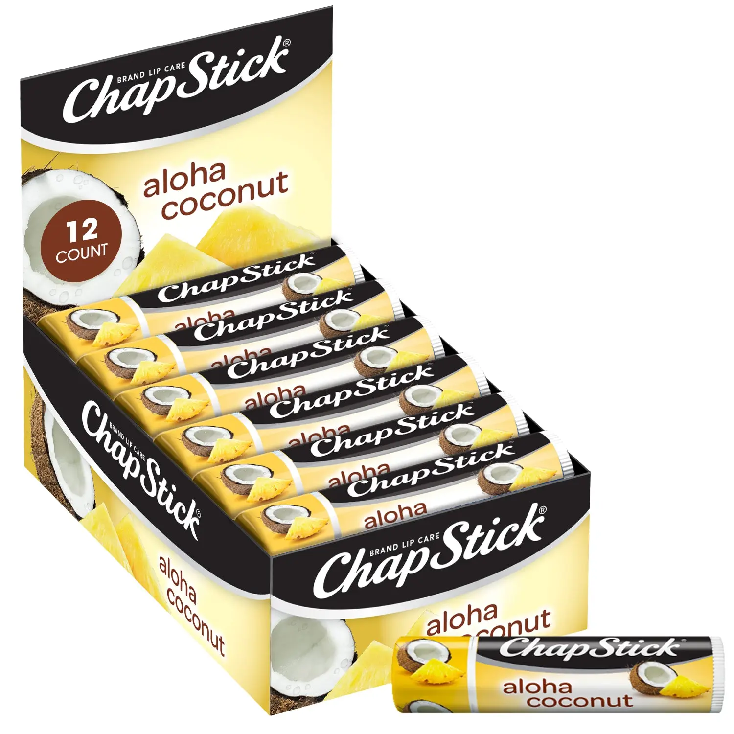 ChapStick Aloha Coconut Lip Balm (12 Sticks), Stocking Stuffer