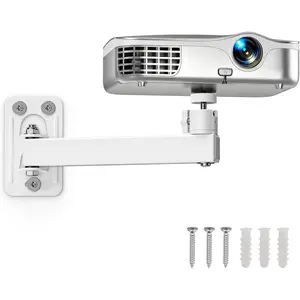 Projector Stand, Wall and Mini Ceiling Mount with 1/4-Inch Thread, 360-degree Rotation, Adjtable Tilt & Swivel, Foldable, Easy Setup Compatible with Most Projectors for Home, Office, White