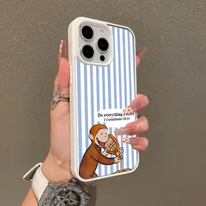 Magnetic Stylish Case for iPhone 16 E Pro Max 15 Plus 14 13 12 11 XS XR, Curious George & Faith Aesthetic | Shockproof, Silicone, Lightweight, Girly, and Scratch Resistant Protection