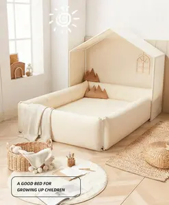 Montessori indoor portable tent bed with mat, detachable, easy to clean, suitable for living room, bedroom, study, fence, bed and tent, detachable for safe sleep, large children's bed and dog bed