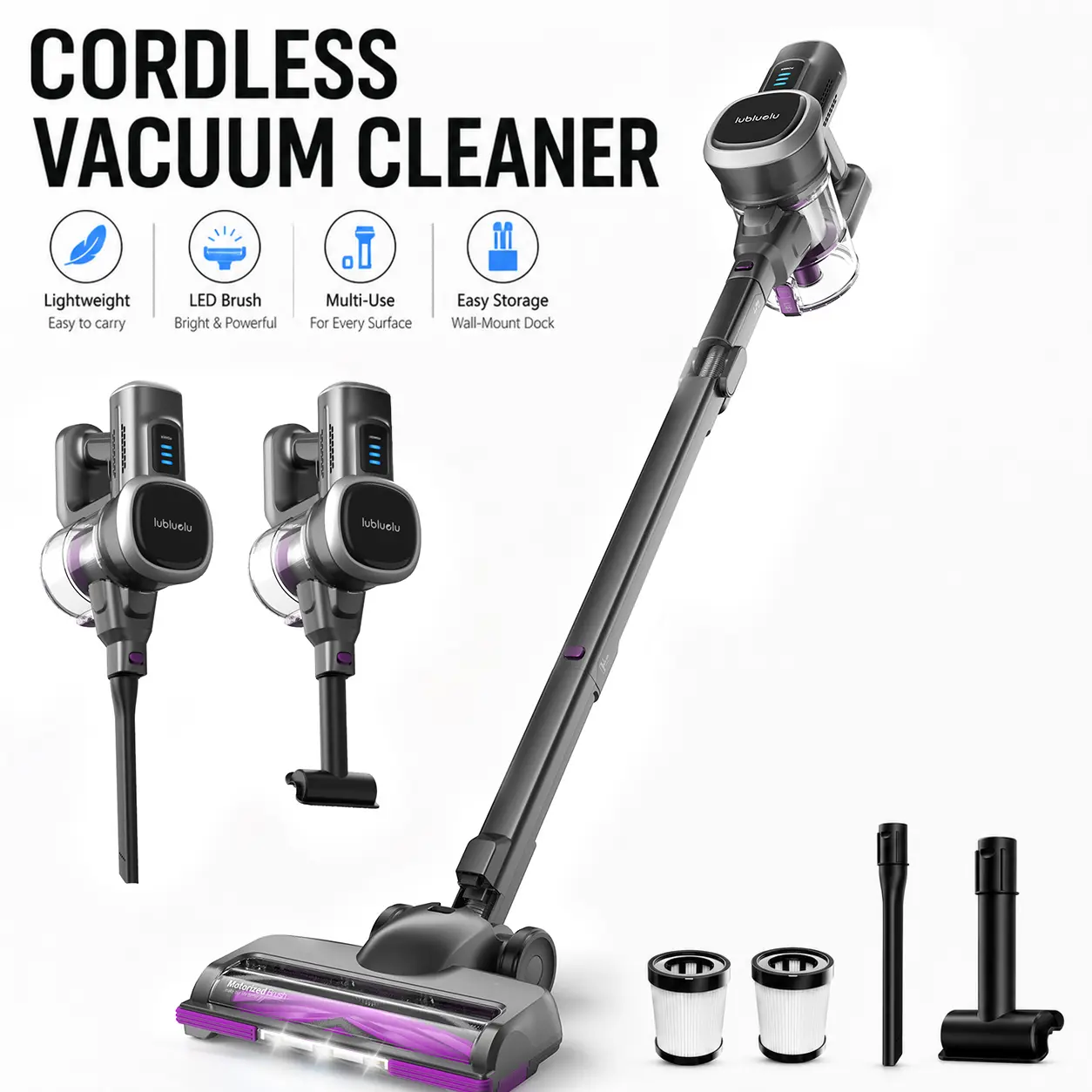 【2026 New Arrivals】206 Cordless Vacuum Cleaner for Home, 250W Powerful Suction Stick Vacuum with 47Min Runtime, Anti-Tangle Lightweight Vacuum for Pet Hair, Carpet & Hard Floors