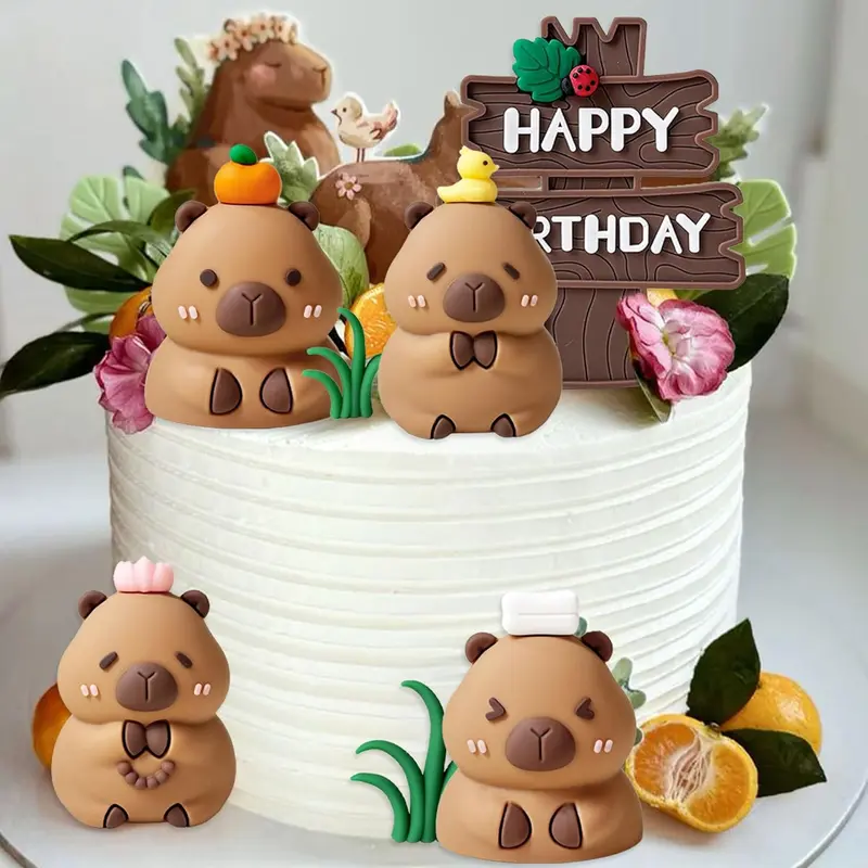 LaVenty Adorable Capybara Cake Toppers Mini Blowfish Party Supplies for Capybara Birthday Party Favors Baby Shower Centerpieces & Table Decorations Decorative Figures Gift Photo Ornaments Anniversary
