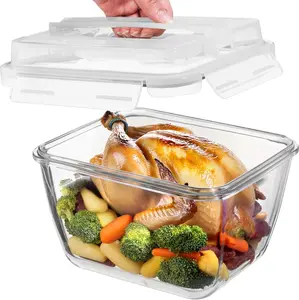 17 Cups / 132 Oz / 3900ml Large Glass  Storage Containers with  - Leakproof,  Large Meal Prep Container Ideal for Roasting Turkey, Store Leftover - Microwave & Oven Safe