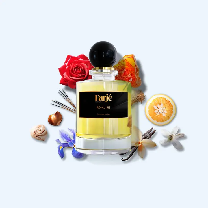 Farjé Perfumes – Royal Iris Extrait De Parfum for Women 100ml – Finest Niche Quality Ingredients – Powdery Floral Amber Fragrance with Iris, Orange Blossom, Suede and Vanilla – Elegant, Soft and Long Lasting