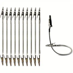 10 Pieces Double Head Alligator Clips, Metal Long Hose Flexible Clamps for Memos Photos Pictures, DIY Note Holder Accessories
