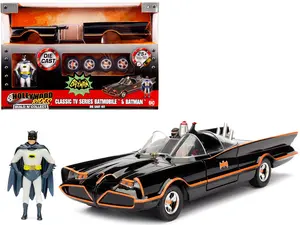 Model Kit Classic Batmobile Black with Figure "Batman" (1966-1968) TV Series "Build N' Collect" 1/24 Die Cast Model Car by Jada
