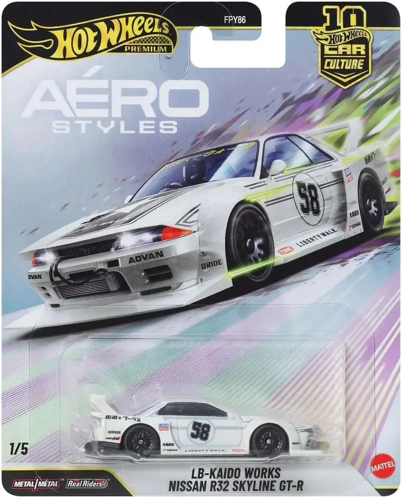 Hot Wheels Car Culture Premium Die Cast Toy | LB-Kaido Works Nissan R32 Skyline GT-R 1:64 Scale with Real-Riders Tyres and Metal Body and Chassis JKF05