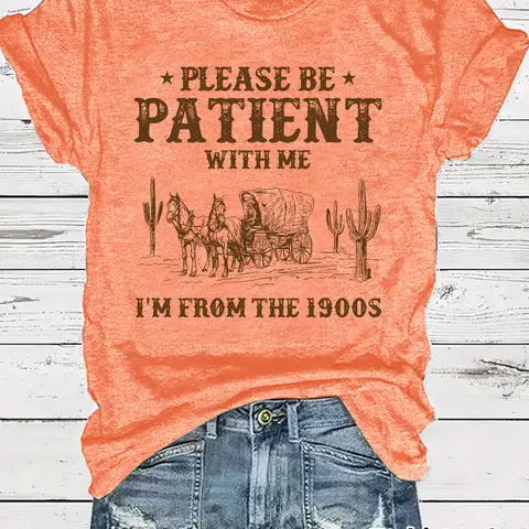 【Black Friday】Women's Vintage Letter Print Round Neck Fitted Tee, Casual Short Sleeve T-Shirt for Summer, Women's Top for Daily Wear