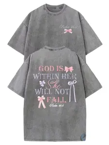 Women's Coquette Christian Short-Sleeve T-Shirt - Pastel Feminine Casual Top with "God Is Within Her" Psalm 46:5 Graphic, Pairable with Leggings summerwins,summerwins