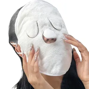 Thick Absorbent Cotton Ear Loop Hot Compress Towel for Face Cold Wet Towel Facial Skin Soft Gentle for Steaming Spa Care Works for Hot and Cold Fits Face Shape Home Skincare Essential