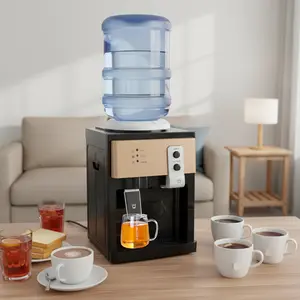 Top Loading Water Cooler Dispenser-Desktop Electric Hot and Cold Dispenser,3 Temperature Settings Boiling Water,Normal Ice Water(46-59℉) for 1 to 5 Gallon Bottles,Gold 550w Coffee Machine Kitchen Appliances