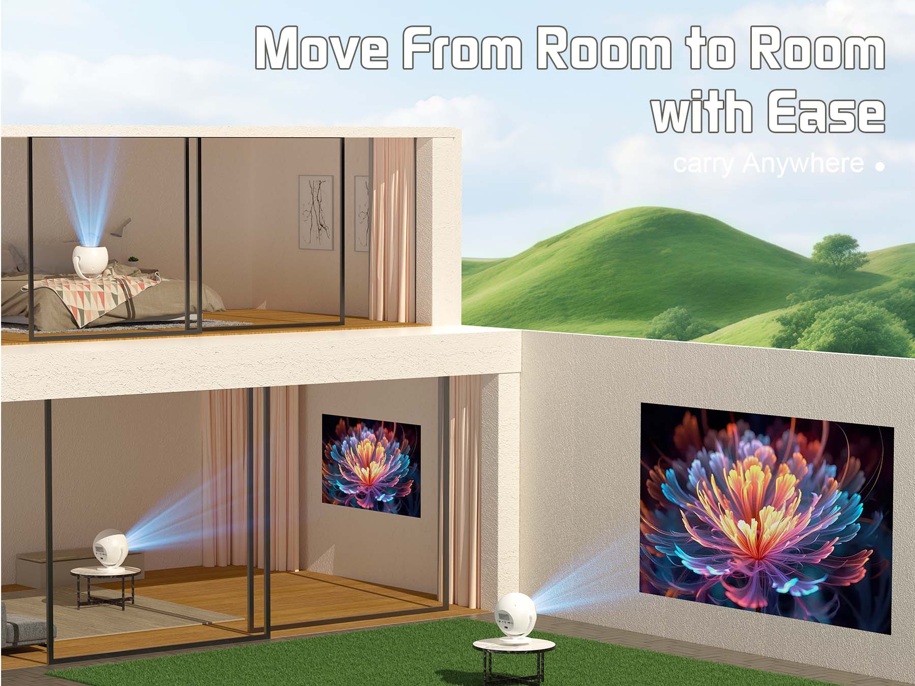 XBJ Mini smart portable projector with 360° rotatable, wifi and bluetooth android 11 WiFi movie outdoor 4k with built-in app and remote control ceiling Christmas Present XBJ Mini smart portable projector with 360° rotatable, wifi and bluetooth android 11 WiFi movie outdoor 4k with built-in app and remote control ceiling Christmas Present