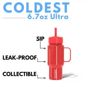 COLDEST 6.7 Collectible Water Bottle | Limited Edition | 1 Lid Leakproof Insulated Stainless Steel Bottle | Aesthetic Viral TikTok Bottle | 24+ Hrs Ice Cold | Gym Fitness Sports Hydration | Durable No-Sweat Cupholder Friendly Design