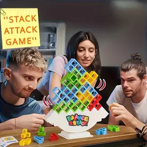 Tower Toppling Prank Game - Hilarious Balancing Challenge with 48 Building Blocks & Action Cards for Kids & Adults, Ultimate Family Party Game with Penalty Tray for Halloween, Christmas & Holiday Gifts, Versatile Use
