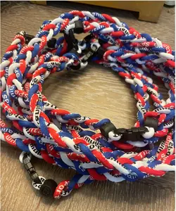 Baseball Braided Necklace Youth Tornado 3 Rope Braid Necklace 18 in