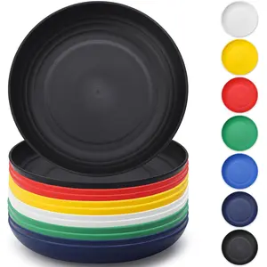 Plastic Plates Set of 12 count 9",  and Sturdy Unbreakable Dinner Plates, Salad Plates, Pasta Bowls, Dishes for , , Light Weight Easy Carry for Picnic, Camping, Outdoor
