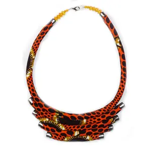 ORANGE/BLACK BIB NECKLACE
