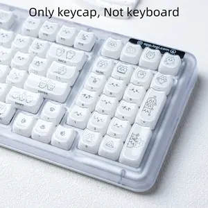MAO Crystal Cat's ears keycap, Side engraved characters, Characters are opaque, PC dual color injection molding, PC+ABS material, MAO height, jelly pudding, compatible with 6.25U space 61 63 64 68 75 81 84 87 98 99 100 104 108, Character Keyboard Keys