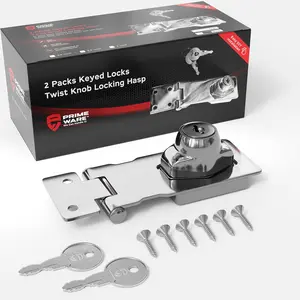 PrimeWare Keyed Twist Knob Hasp Lock – Cabinet & Drawer Lock with Keys & Mounting Hardware, Heavy Duty Metal Locking Latch for Small Doors, Furniture, RV Cabinets, Storage Boxes & Utility Doors, Security Hasp