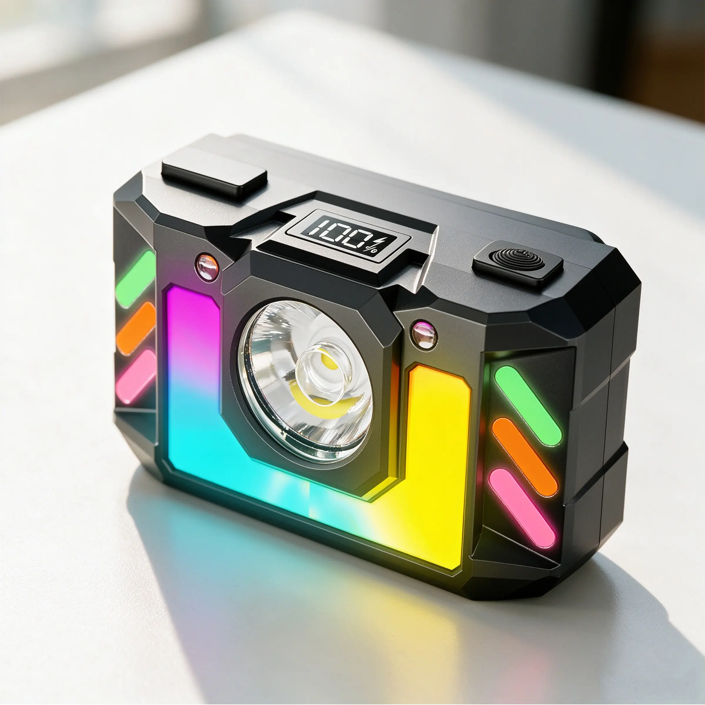 Unisex Compact Rechargeable Smart Motion Sensing Zoom LED Headlamp - Bright RGB Flowing Ambient Light, 4 Modes, IPX4 Waterproof, 90° Adjustable for Outdoor Camping, Hiking
