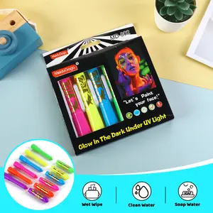 UV Luminous Face Color MD-802 6-Color Set Black Light Fluorescent Explosion Party Makeup/Painting/Halloween Essential Water Washable Easy to Remove Safe and Non Toxic