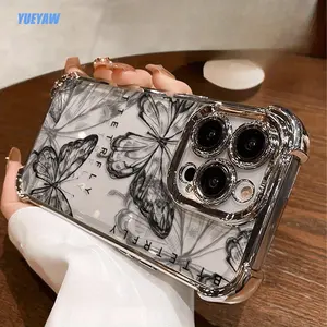 A new butterfly design phone case suitable for iPhone 16 and 15 Pro Max, featuring a transparent four-corneanti-drop design with full electroplating process. Compatible with iPhone 14, 13, and 12 series, suitable for both men and women with a simple style