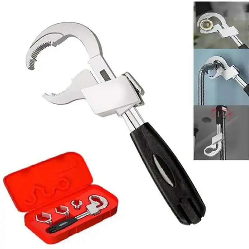 Universal Adjustable Double-ended Wrench, 80mm Open-end Crescent Wrench Pipe Wrench for Disassembly Assembly of Sanitary Ware