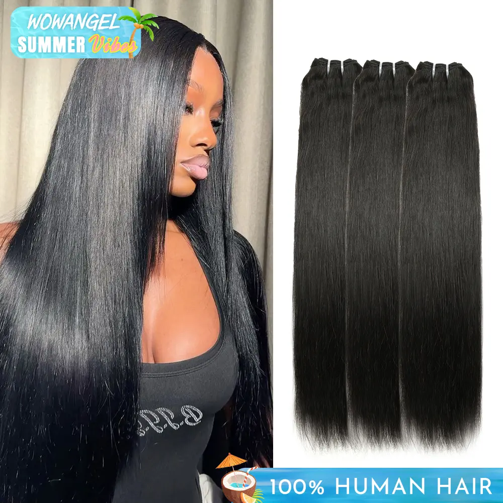 Wowangel Hair Bundles Body Wave 18 20 22 Inch Burmese Curly 3 Bundles Straight Real Virgin Human Hair Extensions Double Weft For Black Women Natural Black Color  #SummerVibes