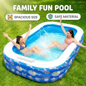 Thick Durable Inflatable Swimming Pool - 90"x55"x22" Full-Sized Above-Ground Outdoor Swimming Pool for Family Backyard Lawn Summer Parties