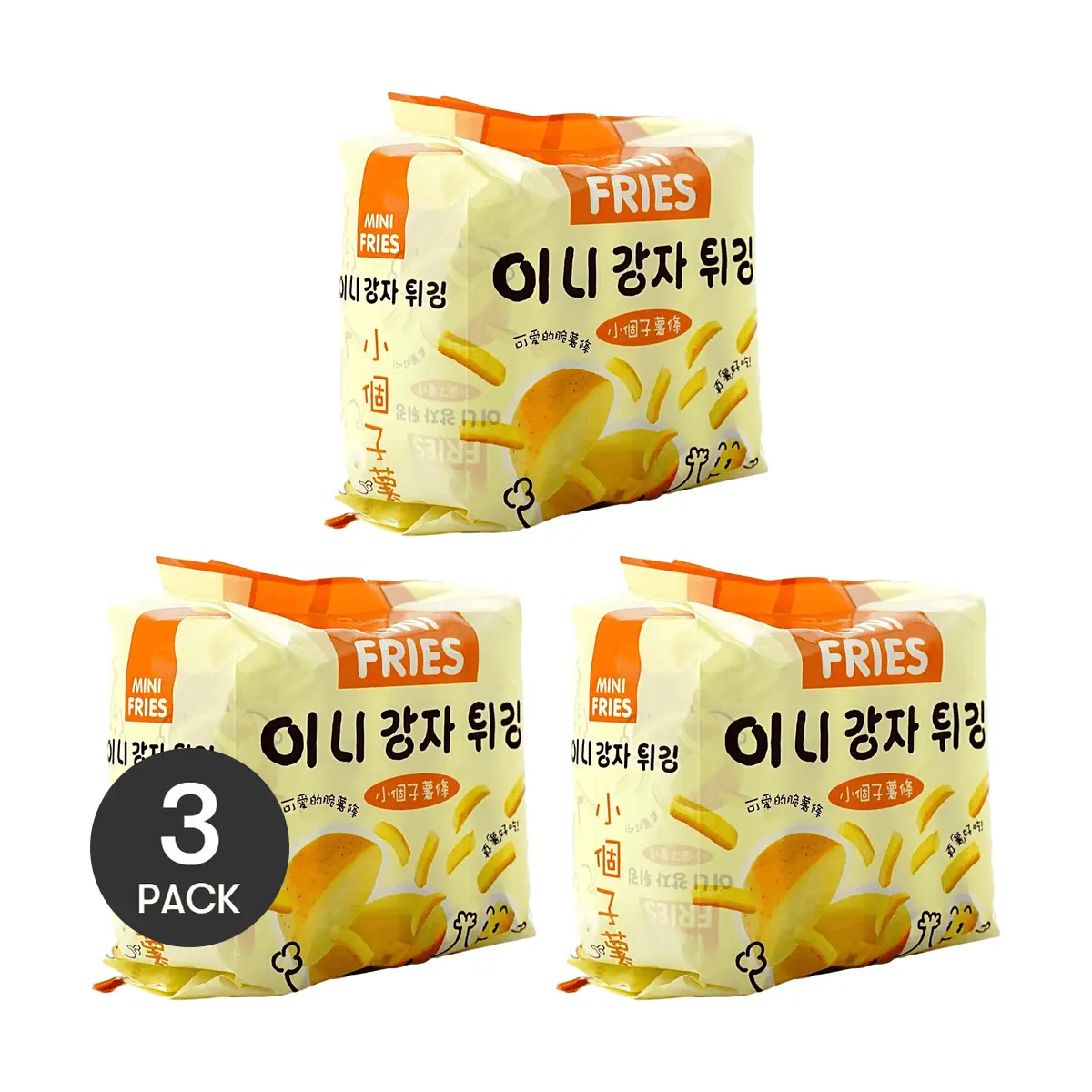 QIAOYI 3-Pack Crispy Mini Sweet Potato Fries 80g/Bag - Authentic Taiwanese Snack, Vegan