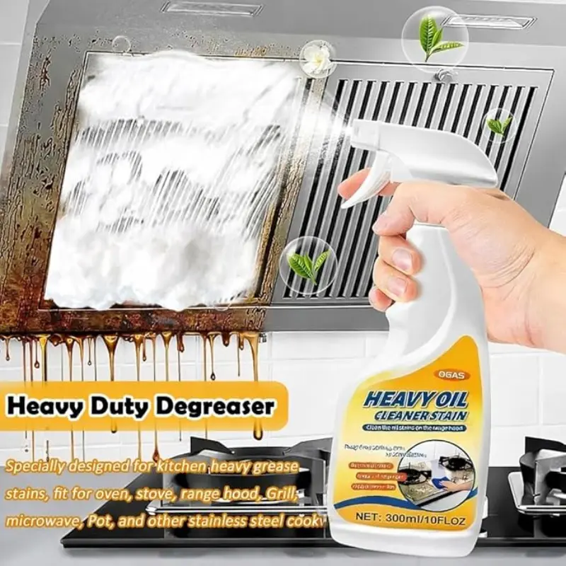 Heavy-Duty Kitchen Grease Remover Spray 300ML, Powerful Degreasing Agent for Stubborn Oil, Powerful Cleaning Solution, Effective Range Hood Cleaner, Oil Stain Cleaner, Greasy Cleaning Spray, Kitchen Cleaners, Liquid Grease Remover