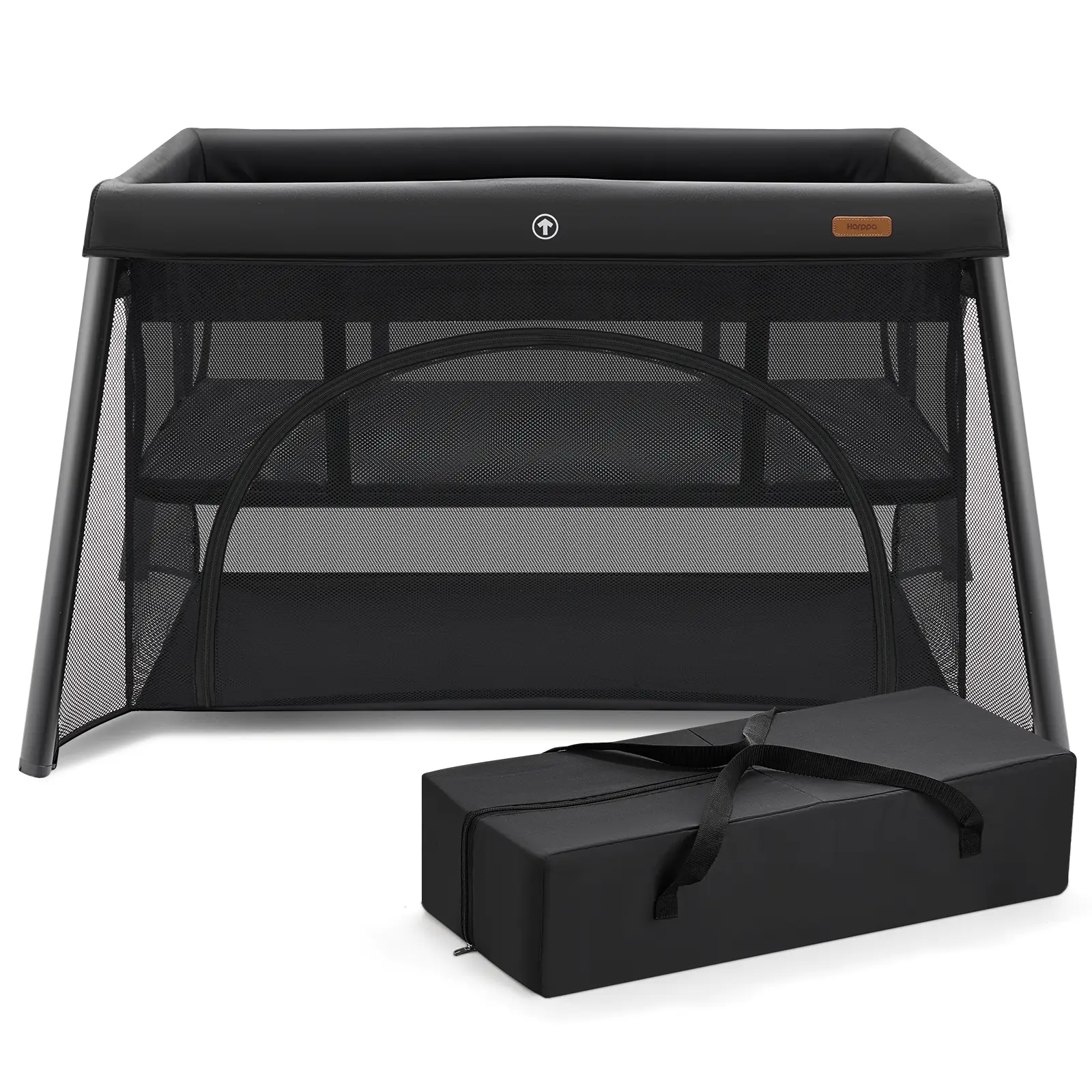 HARPPA 3-in-1 Crib for Newborns, Lightweight Portable Folding Cot and Playard with Breathable Mesh & Included Mattress for Travel, Folding Sleeping Cot