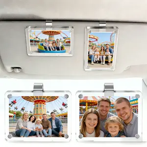 2-Pack Vertical Car Sun Visor Photo Frame Clips | Acrylic Snap Clips – Universal Fit for All Cars | Holds 3.5x2.3 Inch Photos | Random Color | DIY Customizable Car Decor | Perfect Gift for Couples, Family & Pet Memorabilia trinket