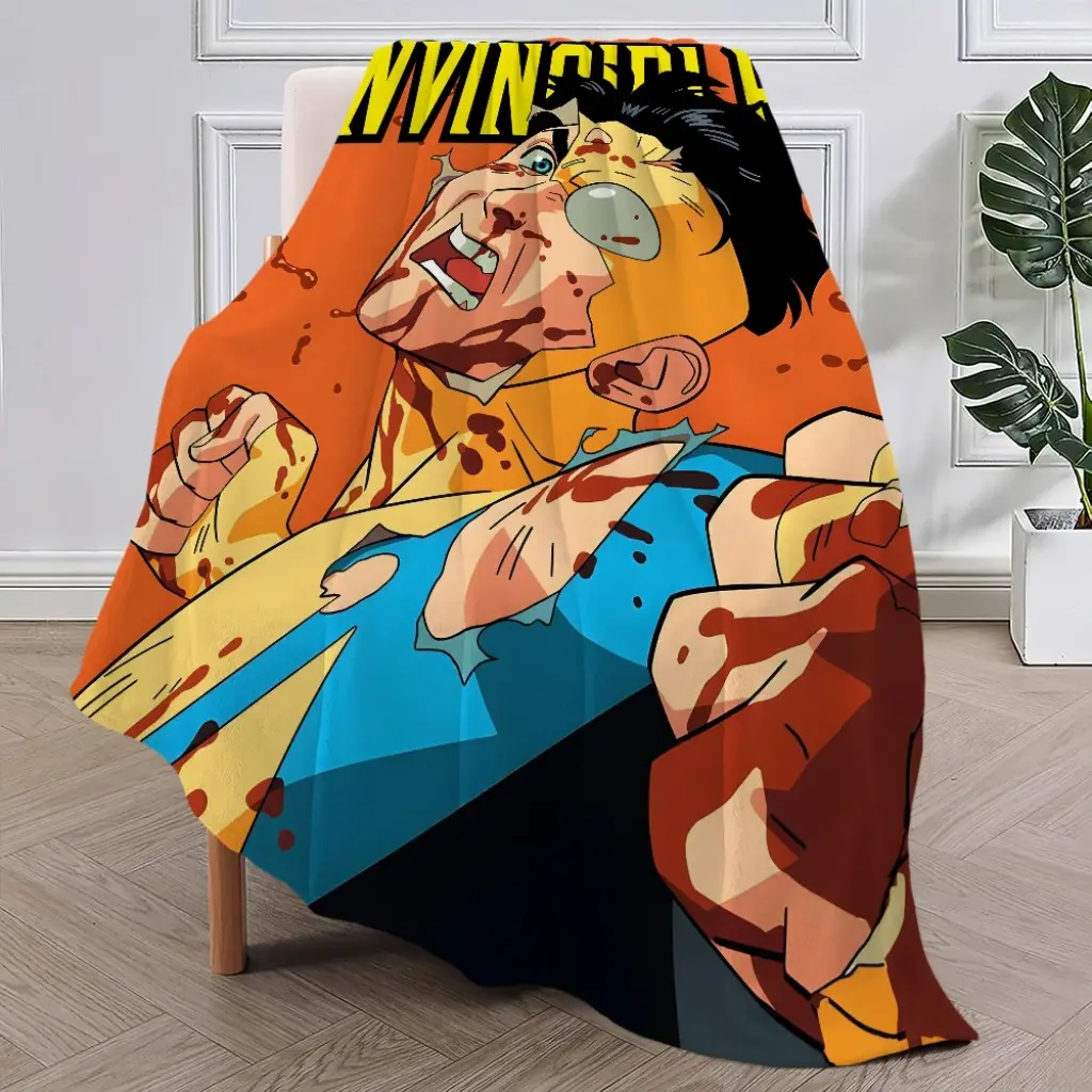 Comic Cool TV Superhero I-Invincible Blanket Plush Nap Sofa rug for Living Room Office Bedroom Birthday Home Travel Kid Gifts, Valentine's Day Gift, Gift for Him & Her