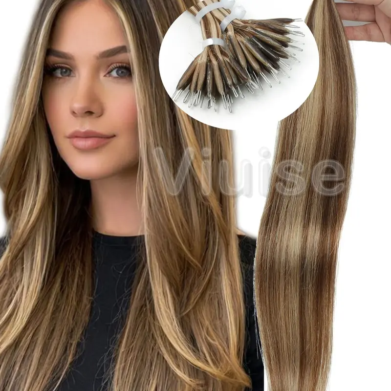 30G 50pcs Nano Beads, Microbead Extensions, Capsule Nano Ring Fusion Human Hair Extensions,Straight Natural Volume,Invisible,Glueless,Blonde,Brown,Brazilian Human Hair,12inch-22inch, Human Hair Weave, Natural Straight Realistic Hairpiece