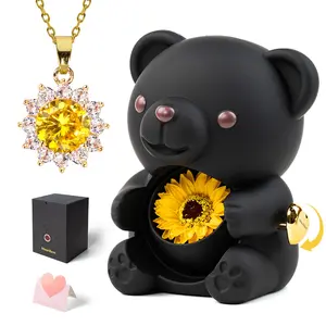 Gift for Mom Sunflower Bear Gift Box with Necklace, Mother’s Day Jewelry Gift for Mom, A Timeless Symbol of Love and Warmth