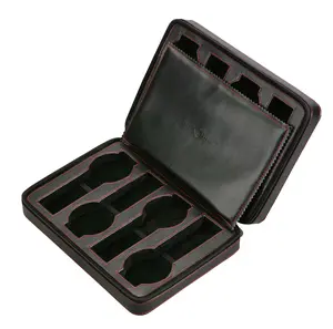 8-Piece Travel Watch Case – Black Fabric Interior