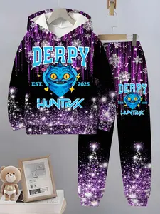 Adorable Girl Kpop Demon Hunters 3D Printed Hoodie Sweatshirt Set, Comfortable Fashion Long Sleeve Pullover, Perfect for Spring Fall Winter Seasons