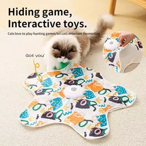Electric Cat Turntable Pet Toy, Automatic Fun Hide and Seek, Training Cats to Move Flexibly, Simulated Feathers, Relieves Boredom, Automatic Rolling Ball