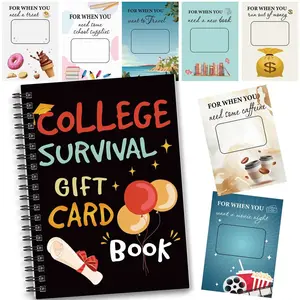 College Survival Gift Notebook - Money Holder with Coffee, Movie, Book, Travel & Essential Categories, Creative Memory Journal & Unique Graduation Gift for Students