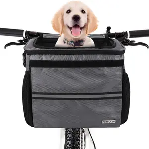 Foldable & Detachable Dog Bicycle Carrier, Breathable Mesh Portable Pet Travel Bag, Removable Bicycle Front Handlebar Basket for Pet Carrier Basket, Animal Carrier