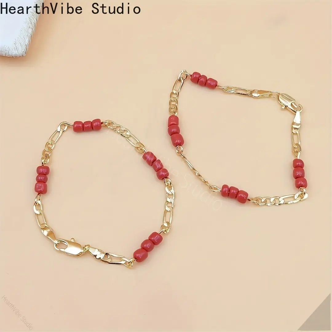 6.1in Adjustable Chinese-Style Red Beaded Strand Bracelet - Stackable Sports Wristband, Elegant Friendship Gift, Trendy Jewellery Accessory, Beaded Bracelets, Adjustable Beaded Design, Exquisite Trendy Bracelet, Fashionable Bracelet
